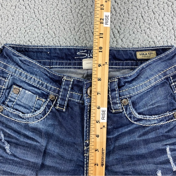 Silver Jeans Women's Lola 17" Straight Fit Thick Stitch Stretch Jean  | Size: 24 - Picture 9 of 14
